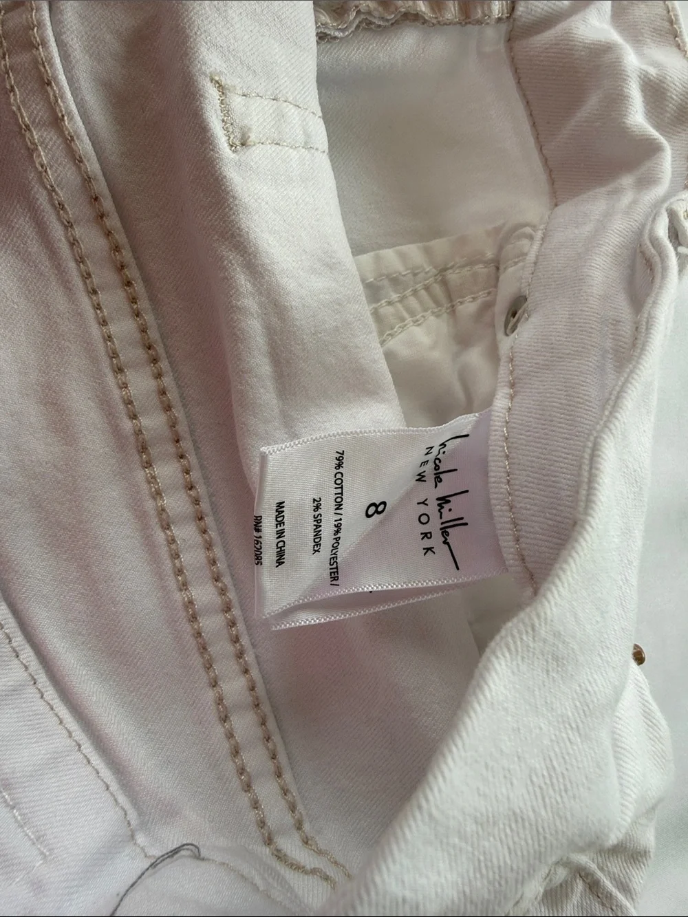 Nicole Miller White Frayed-Hem Jean Shorts
